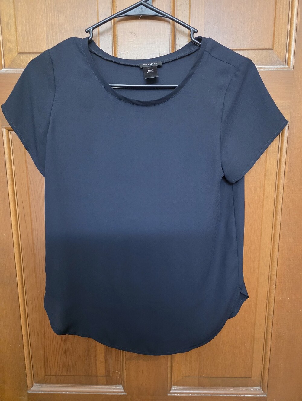 Ann Taylor Blue Sheer Short Sleeve Crewneck Blouse